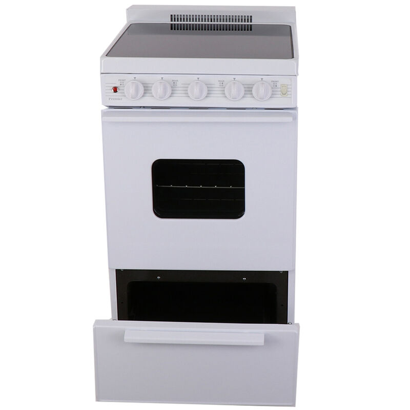 Premier 20 in. 2.4 cu. ft. Oven Freestanding Electric Range with 4  Smoothtop Burners - White
