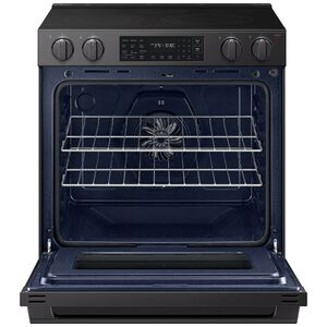 Samsung Bespoke 30 in. 6.3 cu. ft. Smart Air-Fry True European Convection Slide-In Electric Range with Radiant Burners - Matte Black Steel, Matte Black Steel, hires