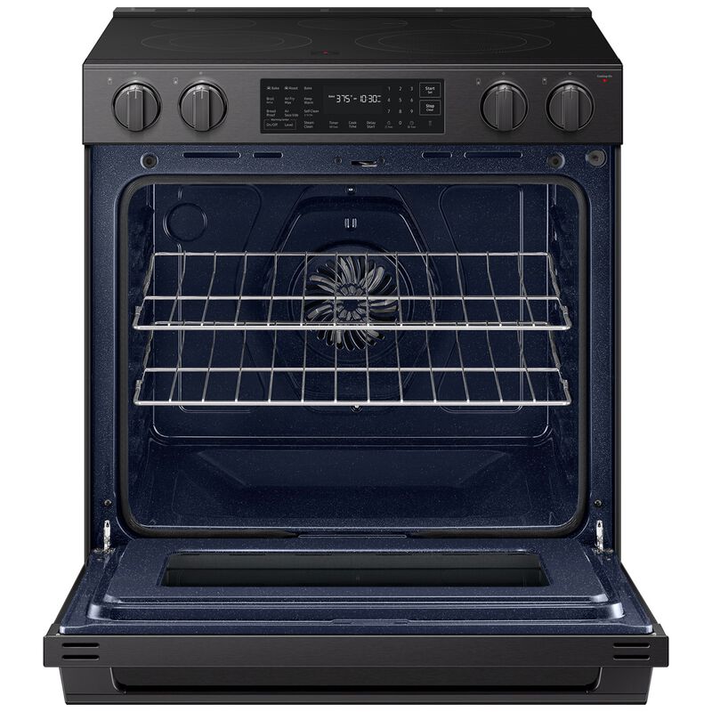 Samsung Bespoke 30 in. 6.3 cu. ft. Smart Air-Fry True European Convection Slide-In Electric Range with Radiant Burners - Matte Black Steel, Matte Black Steel, hires