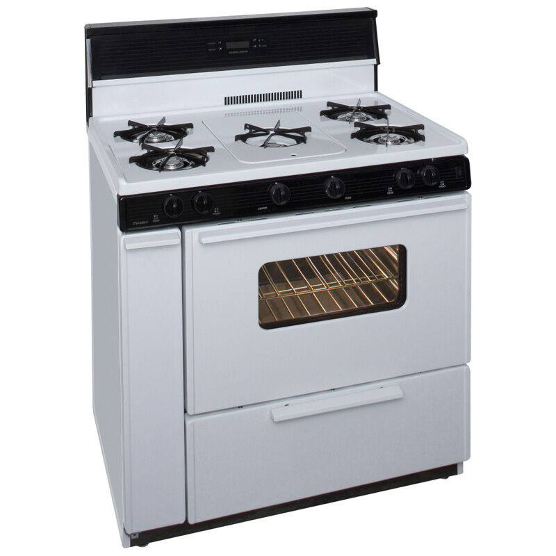Premier 36 in. 3.9 cu. ft. Gas Range with Open Burners - White, , hires