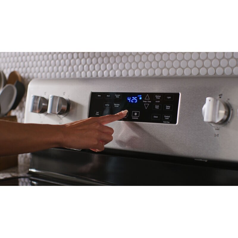 Maytag 30 in. 5.3 cu. ft. Air Fry Standard Convection Electric Range with Radiant Burners - Fingerprint Resistant Stainless, , hires