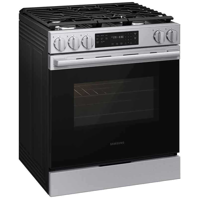 Samsung Bespoke 30 in. 6.0 cu. ft. Smart Air-Fry Standard Convection Slide-In Gas Range 5 Sealed Burners - Stainless Steel, , hires