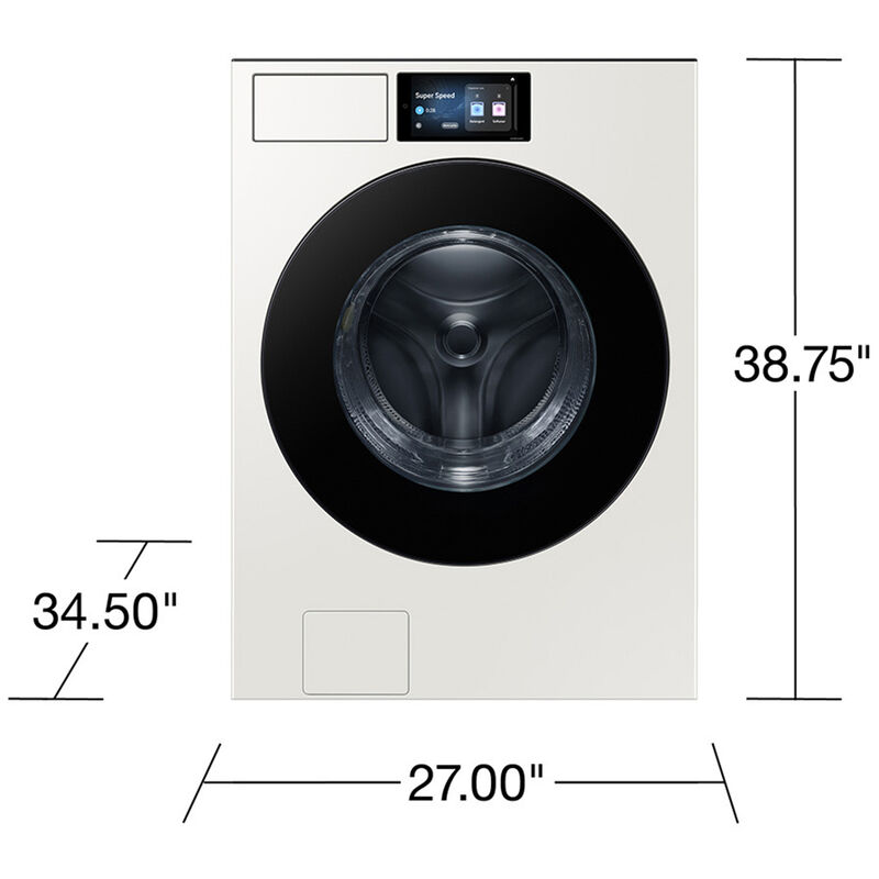 Samsung Bespoke 27 in. 5.3 cu. ft. Smart Stackable Front Load Washer with AI Home, AI OptiWash+, Sanitize & Steam Cycle - Ivory, , hires