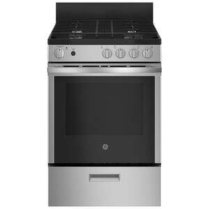 GE 24 in. 2.9 cu. ft. Oven Freestanding Gas Range with 4 Sealed Burners - Stainless Steel, , hires