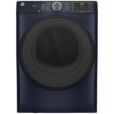 GE 28 in. 7.8 cu. ft. Smart Stackable Gas Dryer with Sanitize Cycle & Sensor Dry - Sapphire Blue | GFD55GSPRRS