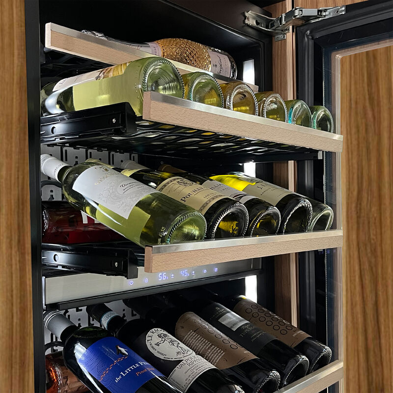 XO 22 in. Built-in Wine Cooler with Metal Racks, Multi-Temperature Zones & 70 Bottle Capacity - Custom Panel Ready, , hires