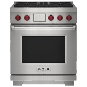 Wolf 30 in. 5.1 cu. ft. Smart Dual Convection Dual Fuel Range with 4 Sealed Burners - Stainless Steel, , hires