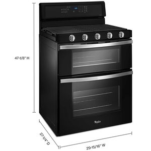 Whirlpool 30 in. 6 cu. ft. True European Convection Double Oven Gas Range with 5 Sealed Burners - Black Ice, , hires