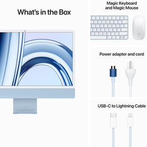 Apple iMac 24" (Late 2023) with Apple M3, 4.5K Retina Display, 8GB RAM, 256GB SSD, 8-core CPU, 8-core GPU, Blue, , hires