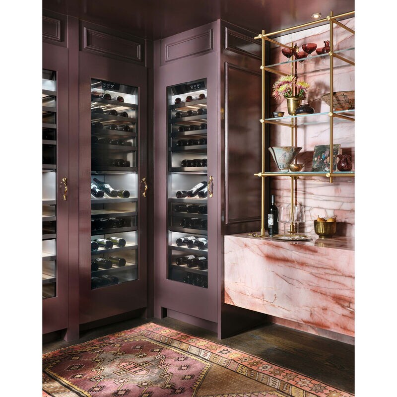 Signature Kitchen Suite Instaview 18 in. Built-in Smart Wine Cooler with Metal & Wood Racks, Dual Temperature Zones & 71 Bottle Capacity - Custom Panel Ready, , hires