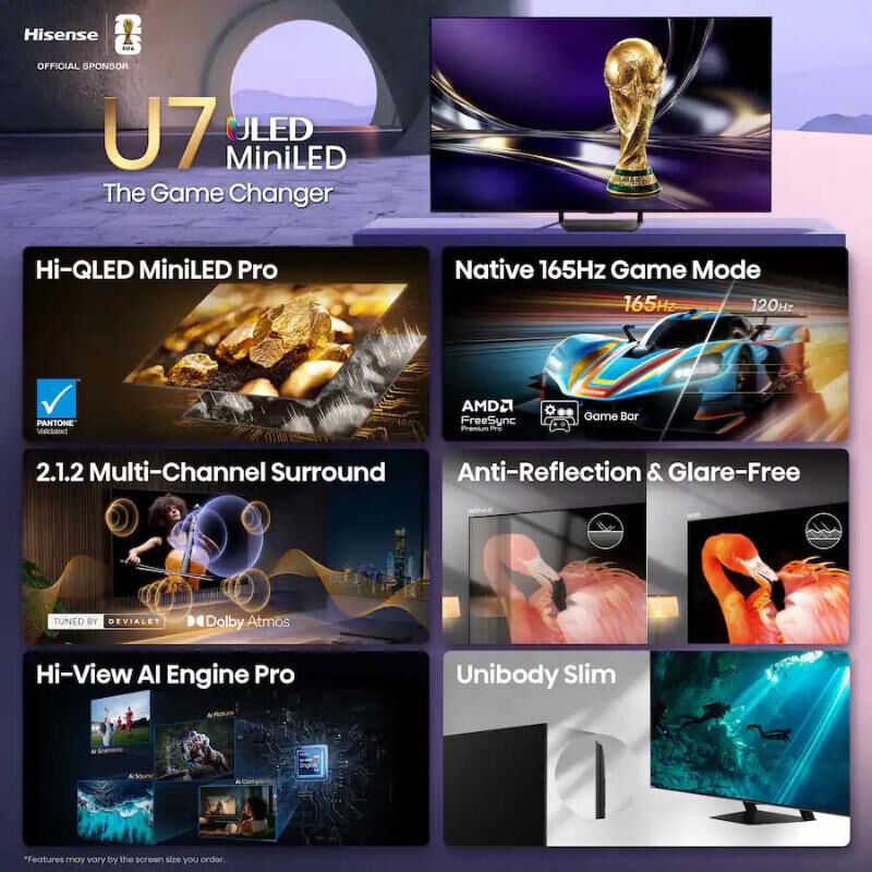 Hisense - 85" Class U7 Series ULED Mini-LED 4K UHD Smart Google TV, , hires