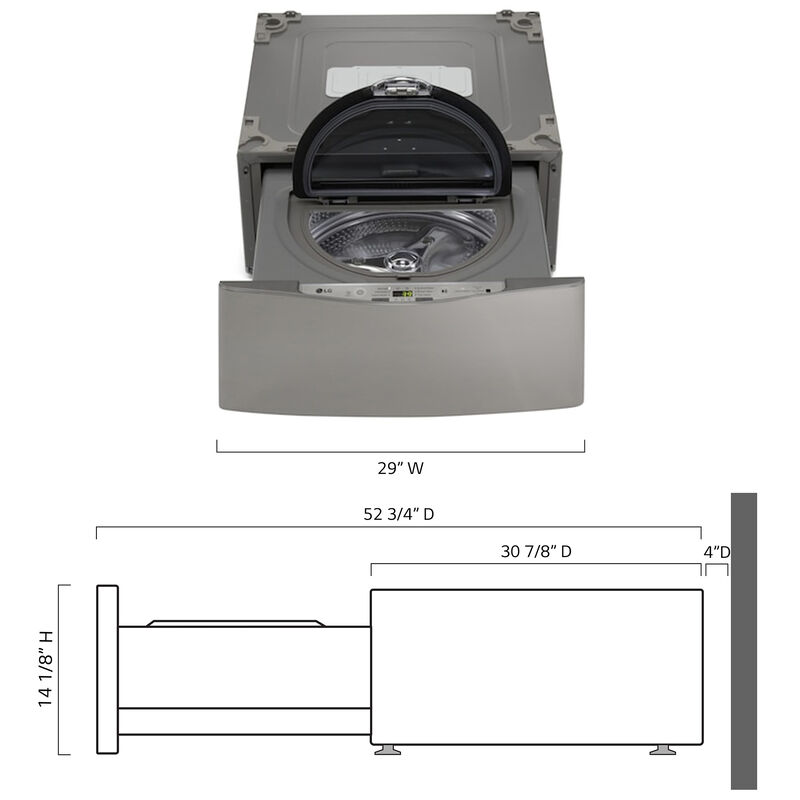 LG Sidekick 29" 1.0 Cu. Ft. TWINWasher Compatible Pedestal Washer - Graphite Steel, Graphite Steel, hires