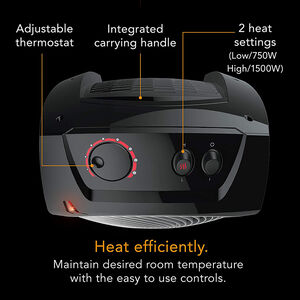 Vornado VH10 1500W Whole Room Electric Space Heater with Adjustable Thermostat & 2 Heat Settings, , hires