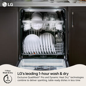 LG 24 in. Top Control Smart Dishwasher with 46 dBA Sound Level, 3rd Rack, QuadWash Pro & Dynamic Heat Dry - PrintProof Stainless Steel, , hires