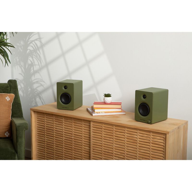 Victrola Tempo Bluetooth Bookshelf Speakers - Green, , hires