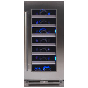 XO 15 in. Undercounter Wine Cooler with Single Zone & 34 Bottle Capacity Right Hinged - Stainless Steel, Stainless Steel, hires