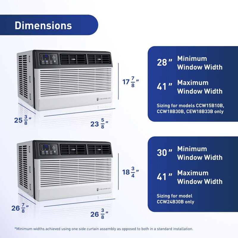 Friedrich Chill Premier Series 12,000 BTU Smart Energy Star Window/Wall Air Conditioner with 3 Fan Speeds, Sleep Mode & Remote Control - White, , hires