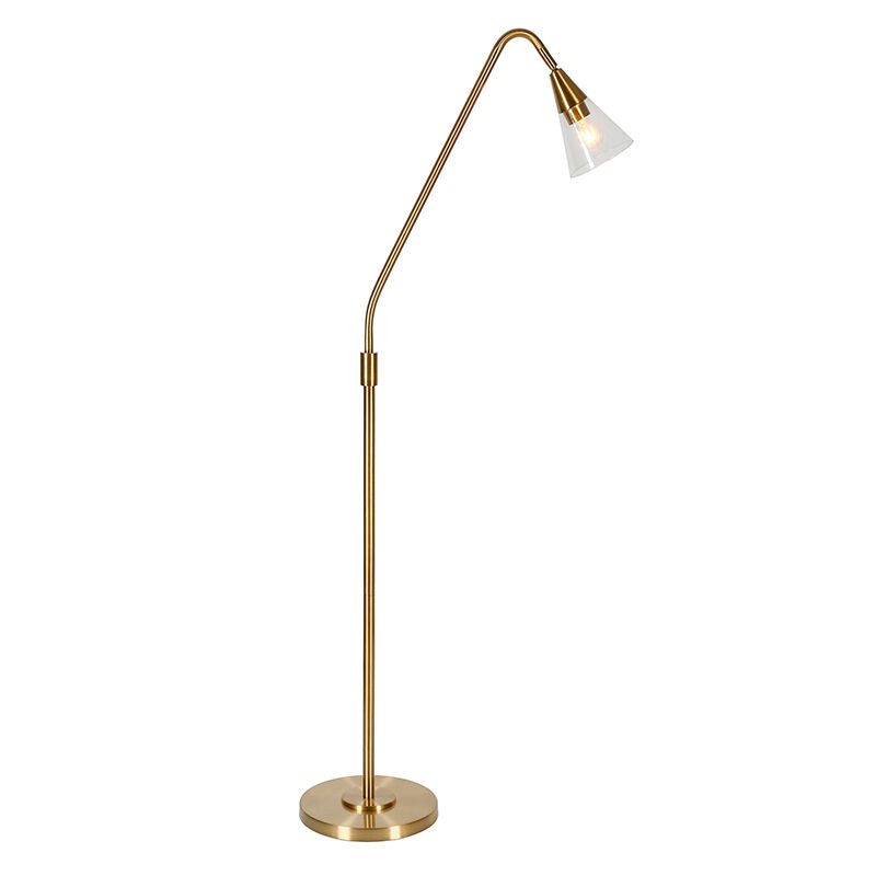 Hudson & Canal Challice Brass Arc Floor Lamp, , hires