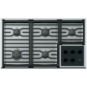 Wolf Transitional Series 36 in. 5-Burner LP Gas Cooktop with Simmer Burner & Power Burner - Stainless Steel, , hires