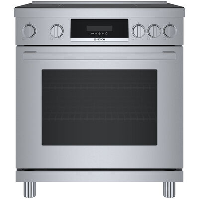 Bosch 800 Series 30 in. 3.9 cu. ft. Convection Oven Freestanding Electric Range with 4 Induction Burners - Stainless Steel | HIS8055U