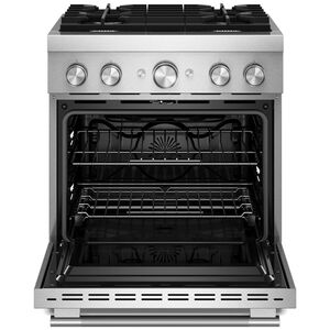 KitchenAid Commercial-Style 30 in. 4.1 cu. ft. Air-Fry True European Convection Dual Fuel Range with 4 Sealed Burners - Stainless Steel, , hires