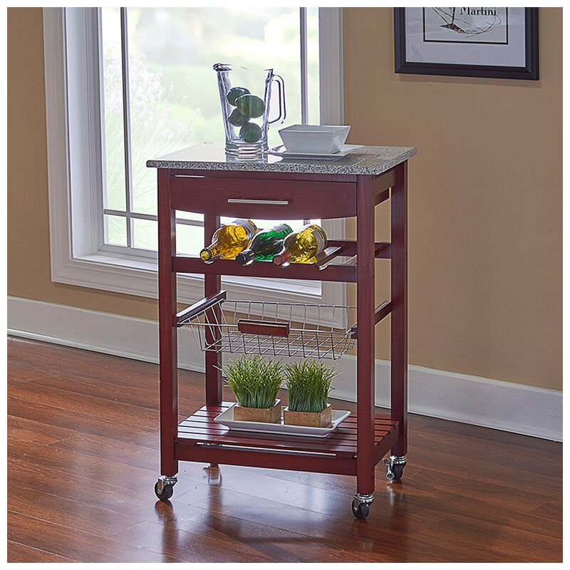 Cullen Kitchen Cart with Granite Top-Wenge, , hires