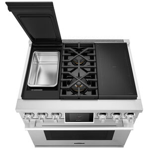 Signature Kitchen Suite 36 in. 6.3 cu. ft. Smart Standard Convection Steam Dual Fuel Range with 2 Sealed & 2 Induction Burners - Stainless Steel, , hires