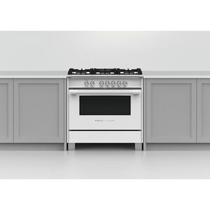 Fisher & Paykel Series 7 36 in. 4.9 cu. ft. Standard Convection Gas Range with 5 Sealed Burners - White, , hires