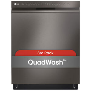 LG 24 in. Front Control Dishwasher with 48 dBa Sound Level, 3rd-Rack, Dynamic Dry & Pocket - Black Stainless, Black Stainless, hires