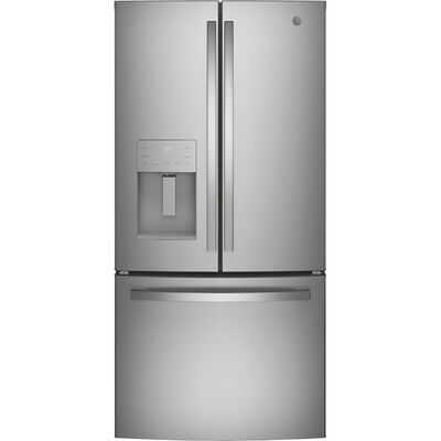 GE 33 in. 17.5 cu. ft. Counter Depth French Door Refrigerator with Water Dispenser - Fingerprint Resistant Stainless | GYE18JYLFS