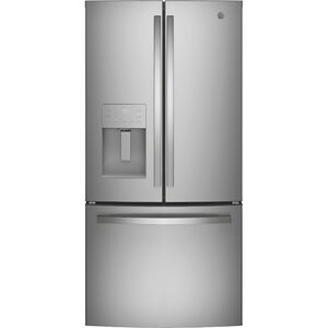GE 33 in. 17.5 cu. ft. Counter Depth French Door Refrigerator with Water Dispenser - Fingerprint Resistant Stainless, Fingerprint Resistant Stainless, hires