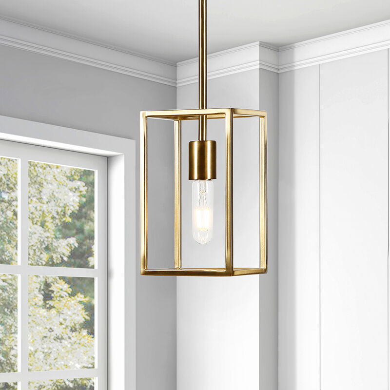 Hudson & Canal Cuadro 6 in. Framed Pendant - Brass, , hires