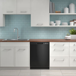 GE 24 in. Built-In Dishwasher with Front Control, 59 dBA Sound Level, 12 Place Settings & 4 Wash Cycles - Black, Black, hires
