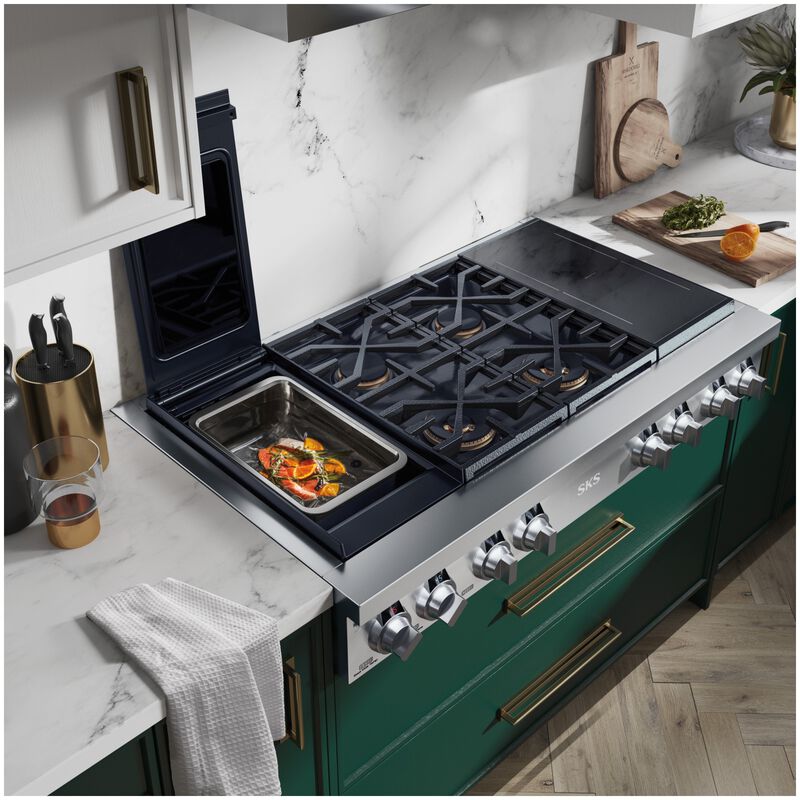 SKS 48 in. 6-Burner Smart Dual Fuel Natural Gas Rangetop with Simmer Burner & Power Burner - Stainless Steel, , hires