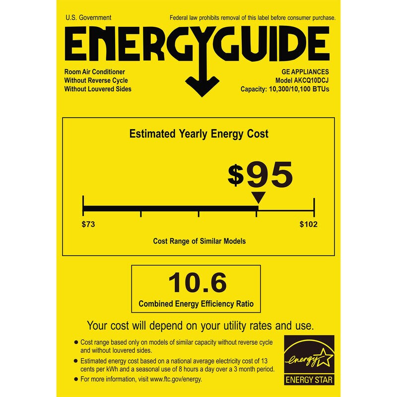 GE 10,000 BTU Through-the-Wall Air Conditioner with 3 Fan Speeds, Sleep Mode & Remote Control - White, , hires
