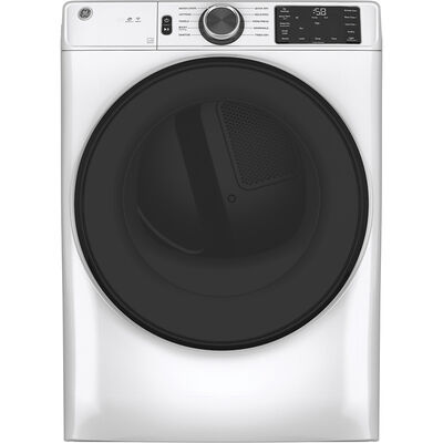 GE 28 in. 7.8 cu. ft. Smart Stackable Electric Dryer with Sanitize Cycle & Sensor Dry - White | GFD55ESSNWW