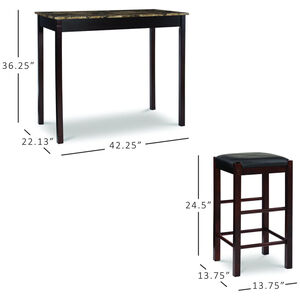 Asher 42" Three Piece Tavern Set With Faux Marble Top - Espresso, , hires