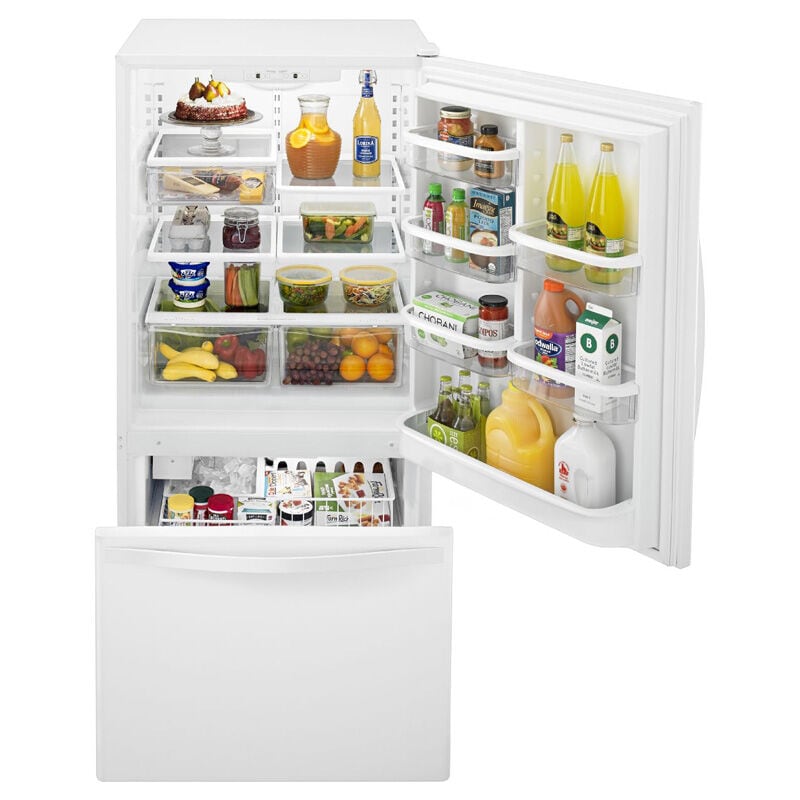 Whirlpool 33 in. 22.1 cu. ft. Bottom Freezer Refrigerator with Ice Maker - White-on-White, White on White, hires