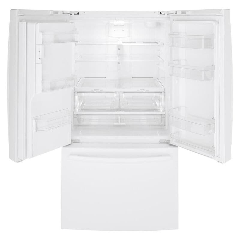 GE 36 in. 25.6 cu. ft. French Door Refrigerator with Ice & Water Dispenser - White, White, hires