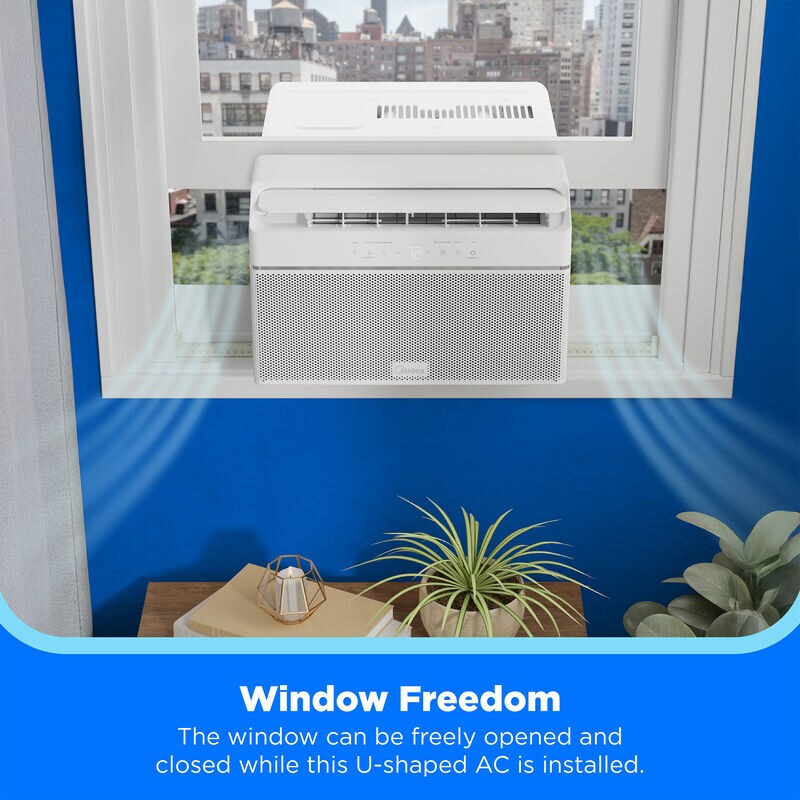 Midea QB Series 10,000 BTU 115V U-Shaped Smart Energy Star Window Air Conditioner with Inverter, 3 Fan Speeds, Sleep Mode & Remote Control - White, , hires