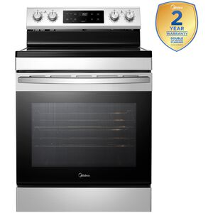 Midea 30 in. 6.3 cu. ft. Electric Range with Radiant Burners - Stainless Steel, , hires