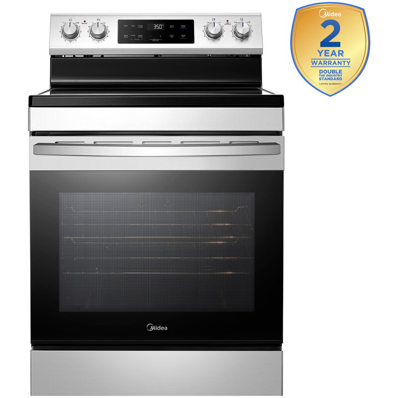 Midea 30 in. 6.3 cu. ft. Electric Range with Radiant Burners - Stainless Steel, , hires