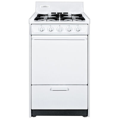 Summit 20 in. 2.5 cu. ft. Oven Freestanding LP Gas Range with 4 Open Burners - White | WLM110P
