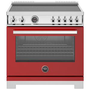 Bertazzoni Professional Series 36 in. 5.7 cu. ft. Air-Fry Dual Convection Electric Range with 5 Induction Burners & Griddle - Red, , hires