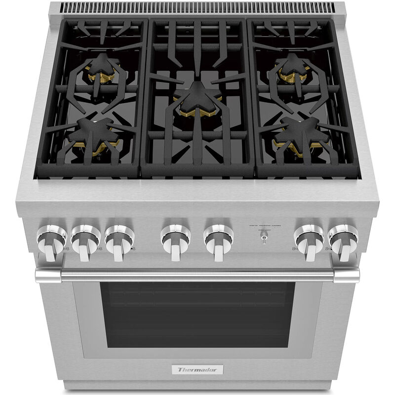Thermador Pro Harmony Professional Series 30 in. 4.4 cu. ft. True European Convection Dual Fuel Range with 5 Sealed Burners - Stainless Steel, , hires