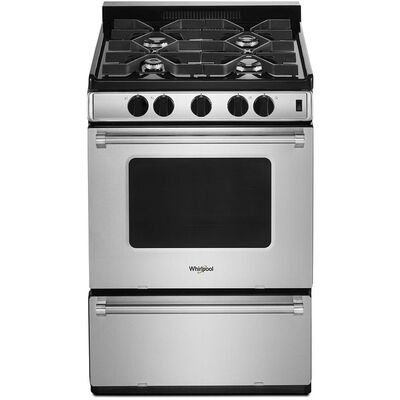 Whirlpool 24 in. 2.9 cu. ft. Oven Freestanding Gas Range with 4 Sealed Burners - Stainless Steel | WFG500M4HS