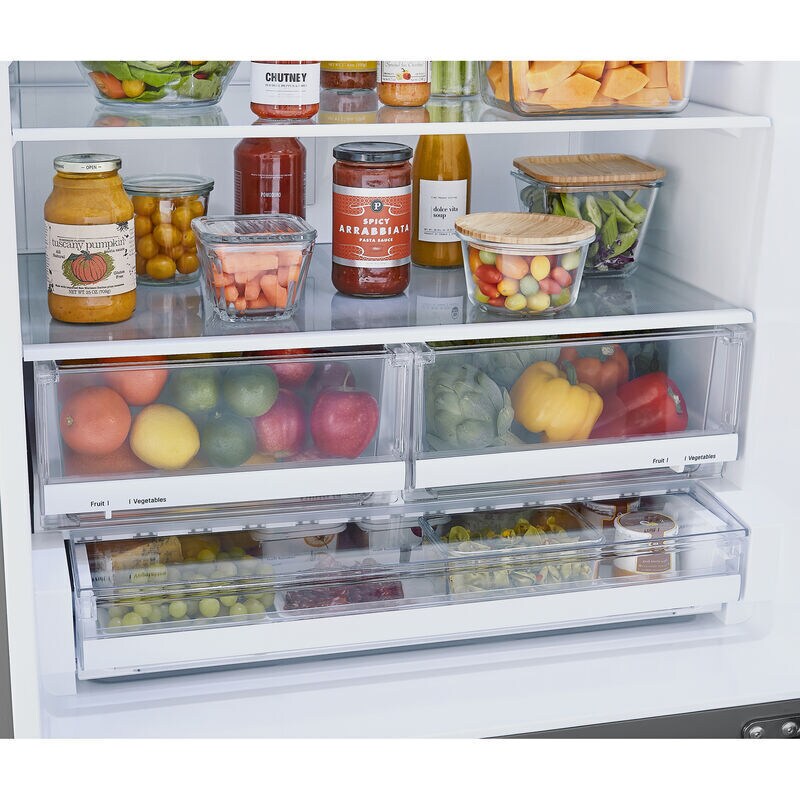 LG 33 in. 25.5 cu. ft. Bottom Freezer Refrigerator with Ice Maker - PrintProof Stainless Steel, PrintProof Stainless Steel, hires