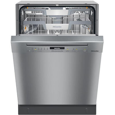 Miele 24 in. Built-In Dishwasher with Front Control, 43 dBA Sound Level & 18 Wash Cycles - Clean Steel | G7106SCUSS