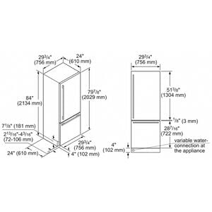 Bosch Benchmark 30 in. 16 cu. ft. Built-In Smart Counter Depth Bottom Freezer Refrigerator with Ice Maker - Custom Panel Ready, , hires