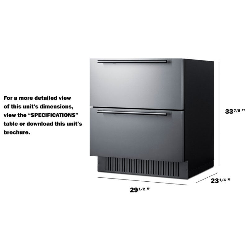 Summit 30 in. 5.4 cu. ft. Outdoor Refrigerator Drawer - Stainless Steel, , hires